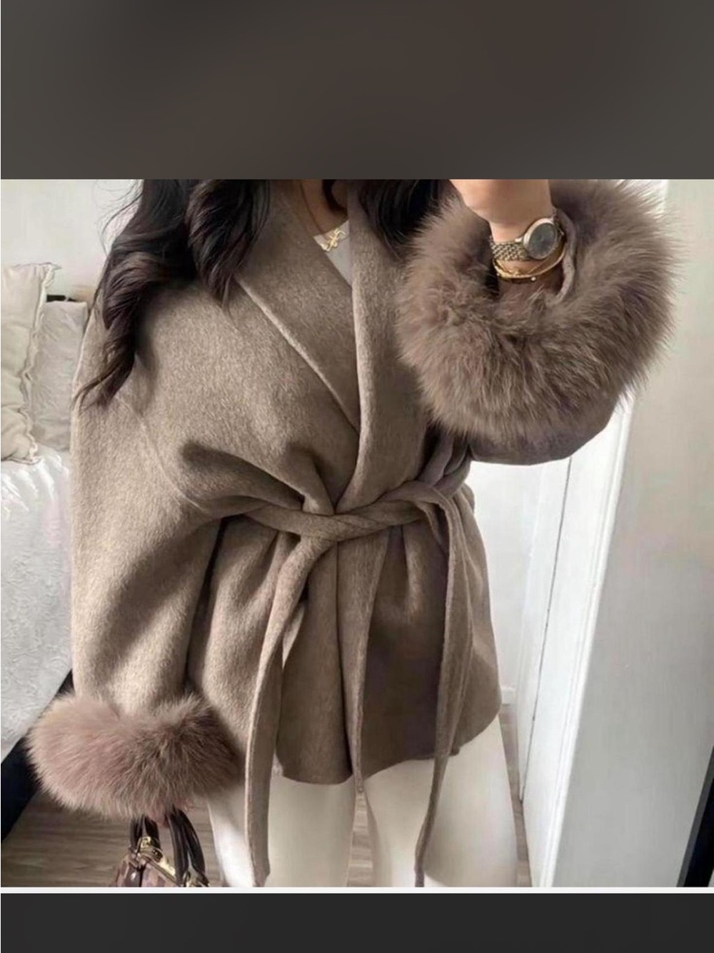 Oatmeal long sleeve 100% wool coat jacket
